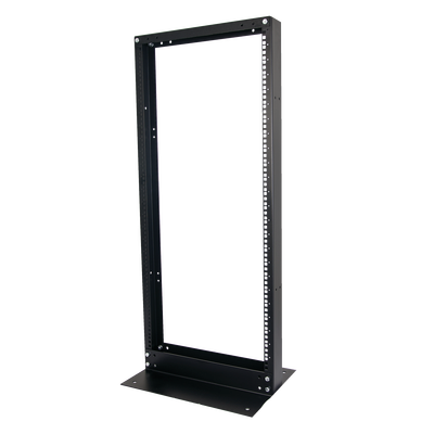 Rack de 2 Postes, Estándar 19", 24 Unidades, Fabricado en Acero, Base "L" para Anclar a Piso.