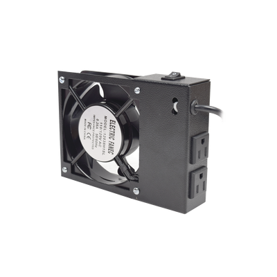 Ventilador 110 Vca con Clavija para Gabinete de Pared con 2 Tomas de Corriente.