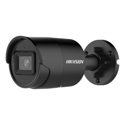 Bala IP 4 Megapixel / Color Negro / Lente 2.8 mm / 40 mts IR EXIR / Exterior IP67 / WDR 120 dB / PoE / Micrófono Integrado / Videoanaliticos (Filtro de Falsas Alarmas) / Ultra Baja Iluminación / Metal