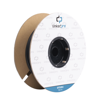 Carrete de Fibra Óptica Monomodo con Conectores SC-SC Duplex, Reforzada con Kevlar, de 50 metros, Para instalaciones subterráneas por tubería