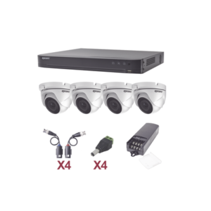 KIT TurboHD 1080p / DVR 4 Canales / 4 Cámaras Eyeball (exterior 2.8 mm) / Transceptores / Conectores / Fuente de Poder Profesional