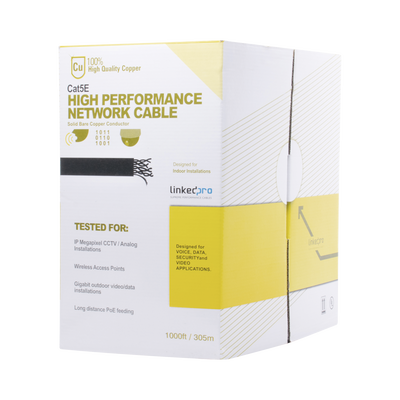 Bobina de cable de 305 m, ( 1000 ft ), Cat5e, alto desempeƱo, de color Gris, UL, para aplicaciones en video vigilancia, redes de datos. Uso Interior