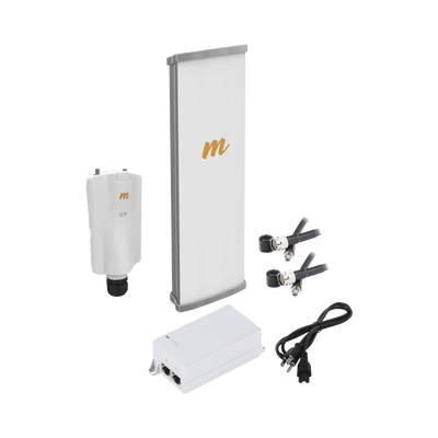 Kit de radio A5x con antena N545X2, 4.9 a 6.4 GHz, 700 Mbps, hasta 64 usuarios concurrentes, Monitoreo a travez de la nube, incluye jumper y montaje
