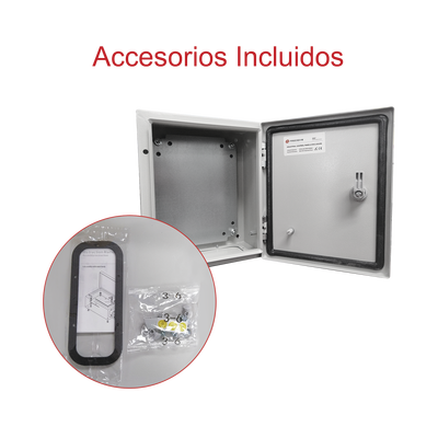 Gabinete de Acero IP66 Uso en Intemperie (250 x 300 x 150 mm) con Placa Trasera Interior y Compuerta Inferior Atornillable (Incluye Chapa y Llave). - Image 7