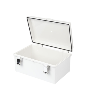 Gabinete de Plástico ABS, Uso en Intemperie IP66 (350 x 460 x 160 mm) Cierre por Broche Inoxidable.
