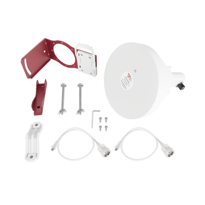 Antena Sectorial Simétrica de 30 °, 19 dBi, 4.9-6.5 GHz, Ideal para ambientes de alto ruido, Tipo de conector N-Hembra, con montaje y jumpers incluidos