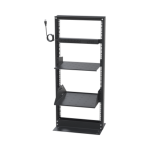 Kit de Rack Estándar 19", 24 UR con 2 Charolas y PDU (8 tomas). Ideal para UPS y Servidores tipo Torre.