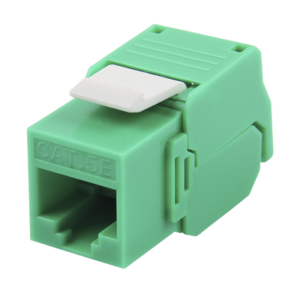 Módulo Jack Keystone Cat5e (toolless), con terminación en ángulo 180 º Color Verde, Compatible con Faceplate y Patchpanel Linkedpro