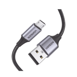 Cable USB-A a Micro USB | 1 Metro | Carga Rápida | QC 3.0/2.0 | FPC | AFC | Transferencia de datos de 480 Mbps | Recarga hasta 18W | Protección Integrada | Caja de Aluminio | Nylon Trenzado | Color Negro.