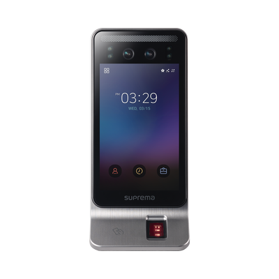 Lector Multi-tecnologia con detector de cubrebocas- Reconocimiento Facial, Huella, Tarjeta Móvil y lector de RFID(125kHz EM & 13.56 Mhz MIFARE) Compatible con BioStar2