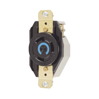 Receptáculo de Media Vuelta Industrial 30 A 250 V CA 2 Polos 3 Hilos (Nema L6-30R) Color Negro.