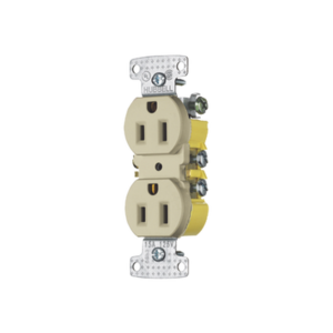 Contacto Duplex 15A 125V/ 2 Polos 3 Hilos / Cableado posterior y lateral / Nema 5-15R / Color Marfil.