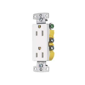 Contacto Duplex Decorador 15A 125V, 2 Polos, 3 Hilos, Color Blanco (Nema5-15R).