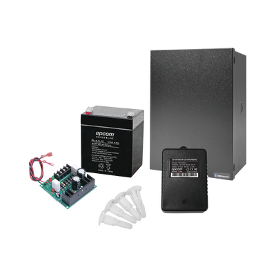 Kit con Fuente ELK Products ( ELK624 ) con salida de 12 Vcc a 1 Amper, incluye transformador y batería de 4.5 Amper