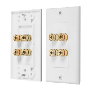 Placa de Pared | Postes de Unión Tipo Banana | Conexión para 2 Altavoces | Fácil Instalación | Conectores Chapados en Oro