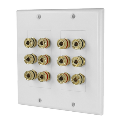 Placa de Pared | Postes de Unión Tipo Banana | Conexión para 6 Altavoces | Fácil Instalación | Conectores Chapados en Oro