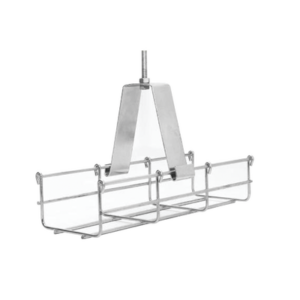 Suspensión conjunto 100 mm, para montar la charola desde el techo, con acabado Electro Zinc para varilla de 1/4, 5/16 y 3/8