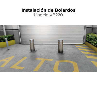 Bolardo neumático de acero inoxidable / 220 mm de diámetro / 750 mm de altura / acabado elegante con iluminacion led color rojo - Image 2