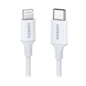 Cable USB-C a Lightning | 1 Metro | Certificado MFi | Carga Rápida 60W | 480 Mbps | PD | Conector C94 | Adecuado para iPhone, iPad y iPod | Protección Integrada | Caja de ABS | Cubierta de TPE | Color Blanco.