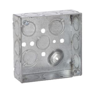 Caja Cuadrada 4 x 4"/Profundidad 1- 1/2"/ 10 Entradas de 1/2" y 6 TKO (1/2"-3/4").