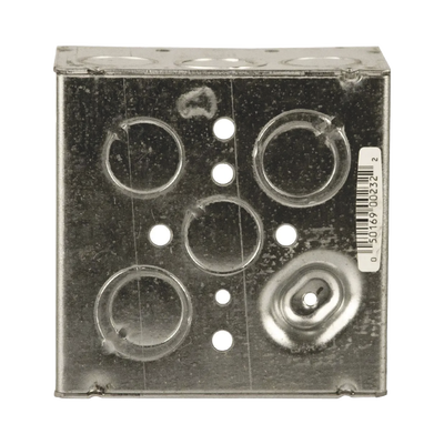 Caja Cuadrada Galvanizada de 4" x 4", profundidad de 2 1/8". Cuenta con 10 KO de 1/2" y 6 TKO (1/2" - 3/4")) - Image 2