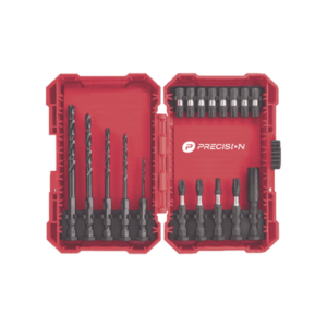 Juego de 18 Puntas y Brocas para Taladro, con Entrada Hexagonal de 1/4", Incluye Estuche.