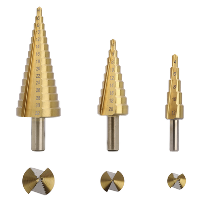 Juego de 3 Brocas Escalonadas HSS 4-12, 4-20, 4-32 mm (Para Plástico o Metal). - Image 5