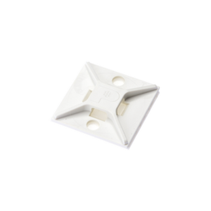 Sujetador Para Cable de 4 Vías, con Adhesivo, 25.4 x 25.4mm (1in x 1in), Color Blanco, Uso en Interior, 1 pieza