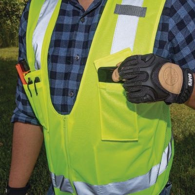 Chaleco de seguridad reflectante de alta visibilidad, mediano/grande. Con mĂșltiples bolsillos de diferente capacidad - Image 3