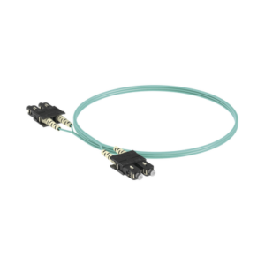 Jumper de Fibra Optica Multimodo 50/125 OM3, SC-SC Duplex, OFNR (Riser), Color Aqua, 2 Metros
