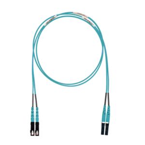 Jumper de Fibra Optica Multimodo 50/125 OM3, LC-SC Duplex, LSZH (Cero Halógenos), Color Aqua, 2 Metros