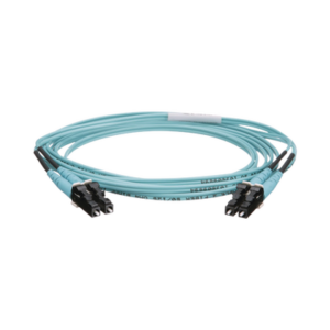 Jumper de Fibra Optica Multimodo 50/125 OM4, LC-LC Duplex, OFNR (Riser), Color Aqua, 2 Metros