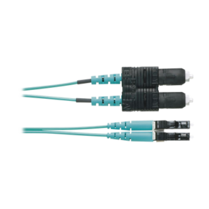 Jumper de Fibra Optica Multimodo 50/125 OM4, LC-SC Duplex, OFNR (Riser), Color Aqua, 1 Metro