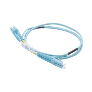 Jumper de Fibra Óptica Multimodo OM3 50/125 LC-LC OFNR (Riser), 2.0 mm, Dúplex, Aqua, 1 metro